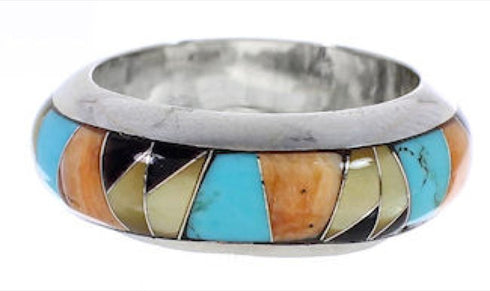 Sterling Silver Jewelry Multicolor Turquoise Ring Size 6-3/4 RS38410